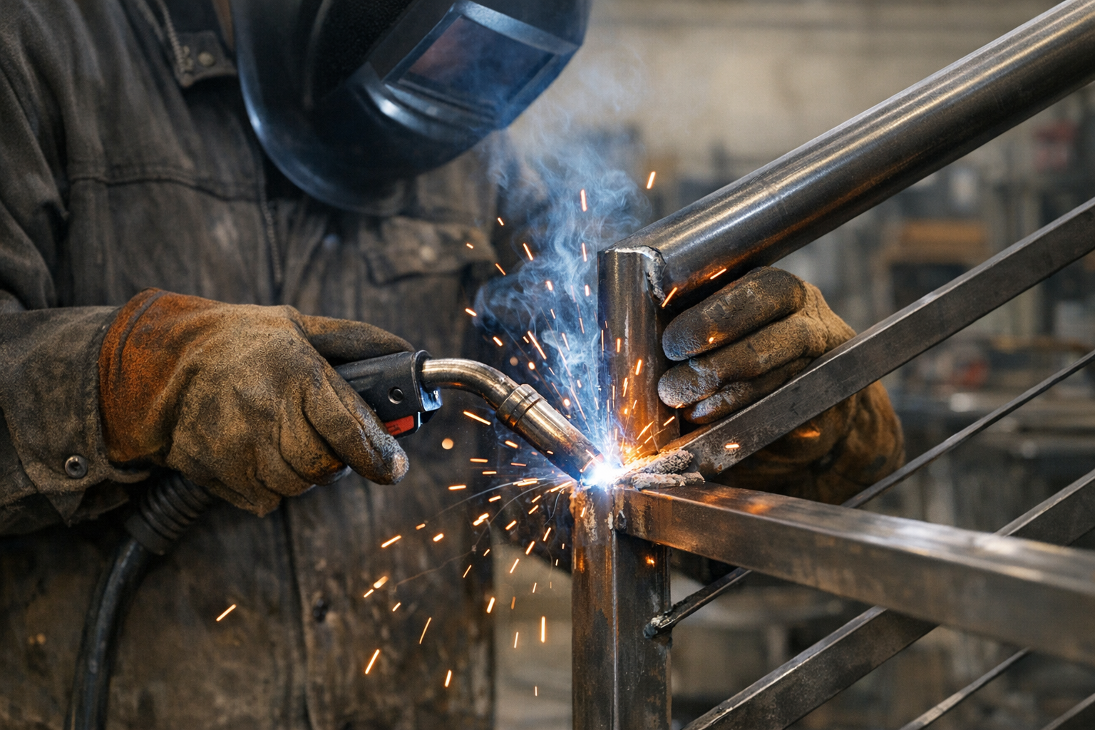 Welding a fabricated steel component